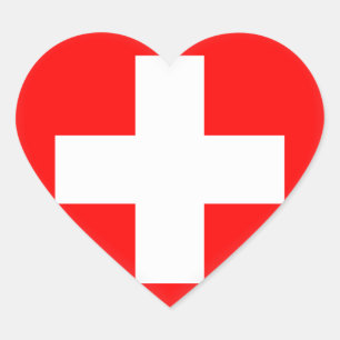Switzerland (Swiss) Flag Heart Sticker