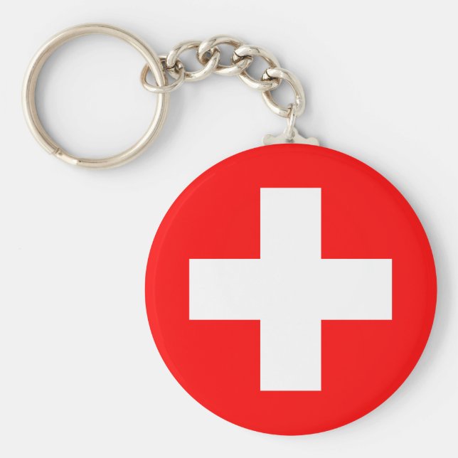Switzerland (Swiss) Flag Key Ring (Front)