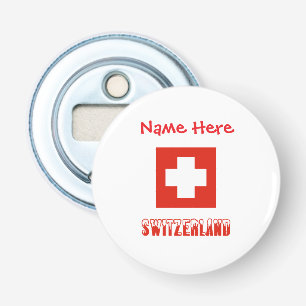 Switzerland Swiss Flag Red Personalisation  Bottle Opener