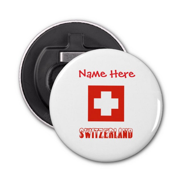 Switzerland Swiss Flag Red Personalisation  Bottle Opener (Front)