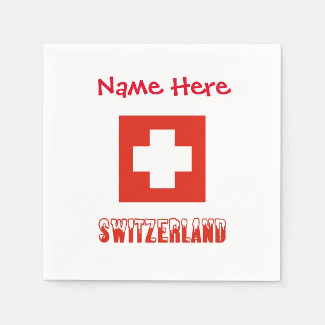 Switzerland Swiss Flag Red Personalisation Paper Napkin (Front)