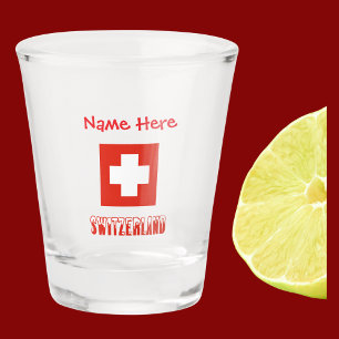 Switzerland Swiss Flag Red Personalisation  Shot Glass