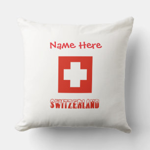 Switzerland Swiss Flag Red Personalised  Cushion