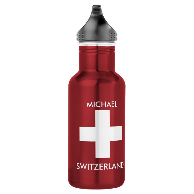 Switzerland Swiss flag red travel personal 532 Ml Water Bottle (Right)