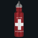 Switzerland Swiss flag red travel personal 710 Ml Water Bottle<br><div class="desc">Switzerland travel red waterbottle with Swiss flag. Personal waterbottle.
You can easily change the name.</div>