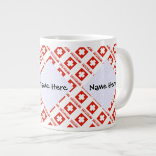 Switzerland Swiss Flag Tiled Personalised  Large Coffee Mug