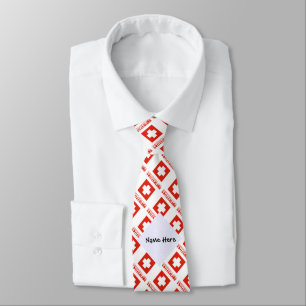 Switzerland Swiss Flag Tiled Personalised  Tie