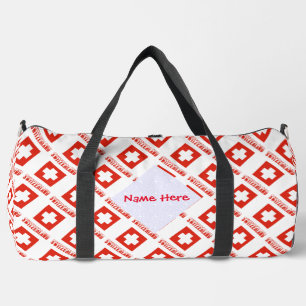 Switzerland Swiss Flag Tiled Red Personalisation Duffle Bag