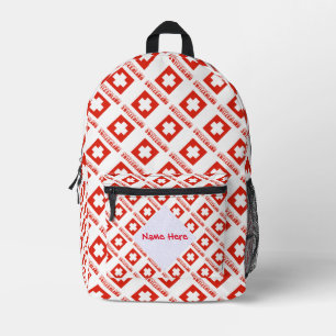 Switzerland Swiss Flag Tiled Red Personalisation Printed Backpack
