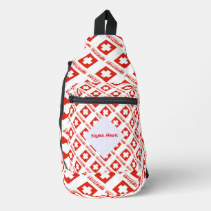 Switzerland Swiss Flag Tiled Red Personalisation Sling Bag