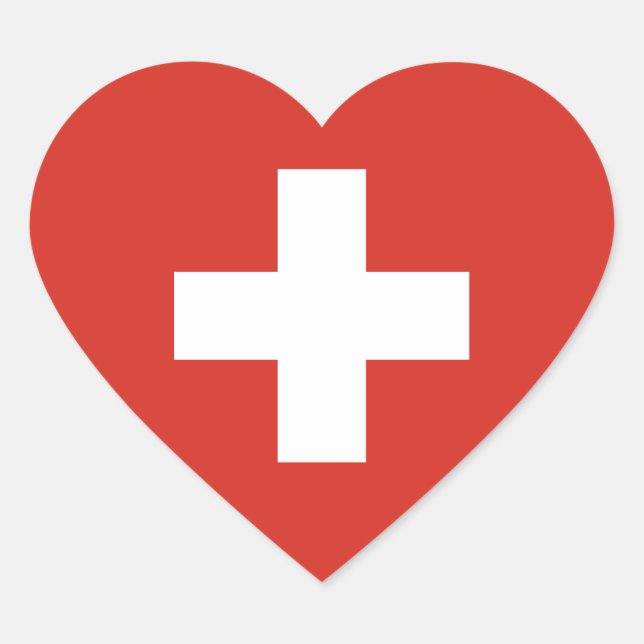 Switzerland/Swiss Heart Flag Sticker (Front)