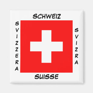 Switzerland Swiss Languages Flag Square Magnet