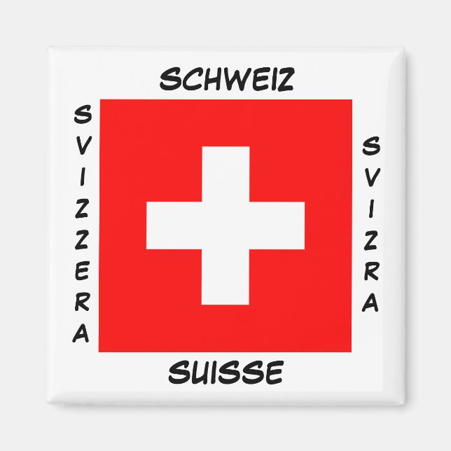 Switzerland Swiss Languages Flag Square Magnet (Front)