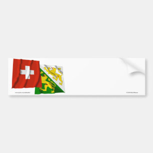 Switzerland & Thurgau Waving Flags Bumper Sticker