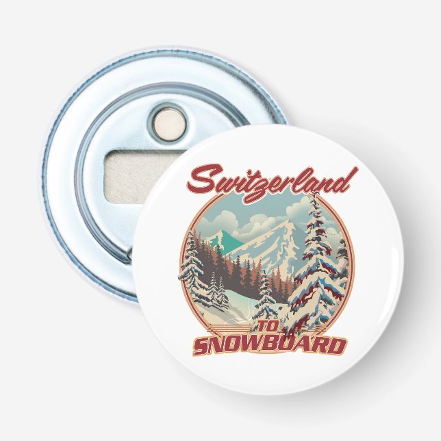 Switzerland to Snowboard Bottle Opener (Front)