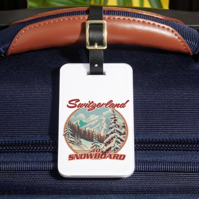 Switzerland to Snowboard Luggage Tag (Front Insitu 2)