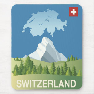 Switzerland Travel Poster Mouse Pad