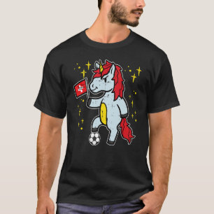 Switzerland Unicorn Football Soccer Fan Women Girl T-Shirt