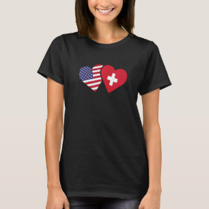 Switzerland USA Flag  Heart Swiss American Love T-Shirt