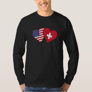 Switzerland USA Flag  Heart Swiss American Love T-Shirt