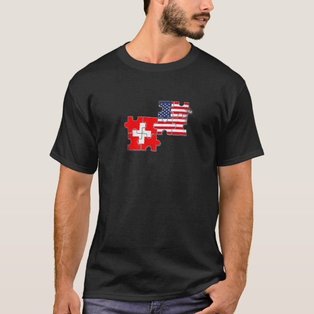 Switzerland Usa Love Roots Swiss American Flag T-Shirt (Front)