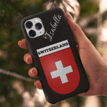 Switzerland Vintage Coat of Arms | Black Glitter Samsung Galaxy Case<br><div class="desc">Switzerland Vintage Coat of Arms on fine black glitter background | Handwritten Name Samsung Galaxy S22 Case. Get a unique phone case featuring the iconic Switzerland Coat of Arms. The best part is that this phone case can be customised. Show off your love for Swiss heritage and protect your phone...</div>