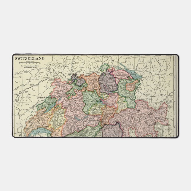 Switzerland Vintage Map Travel Agent Desk Mat (Front)
