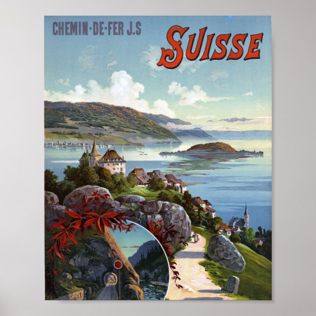 Switzerland Vintage Swiss Tourism Travel Poster (Front)