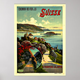 Switzerland vintage travel poster