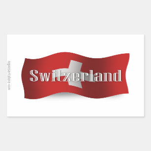 Switzerland Waving Flag Rectangular Sticker