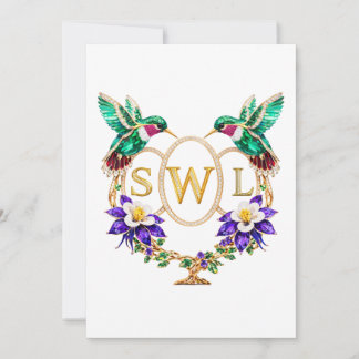 SWL Hummingbird Wedding Any Letters Custom Invitation