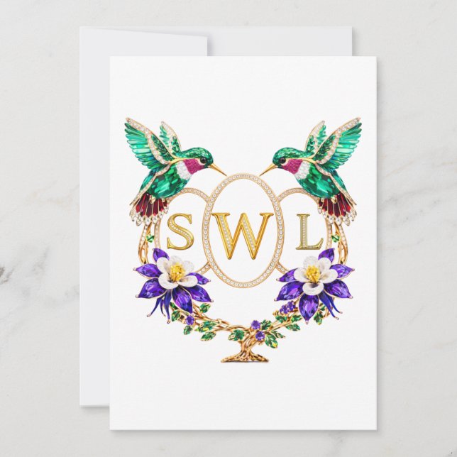 SWL Hummingbird Wedding Any Letters Custom  Invitation (Front)