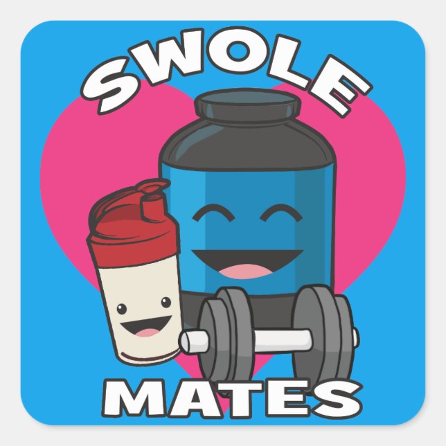 SWOLEMATES Funny Bodybuilding Protein Shake Square Sticker (Front)