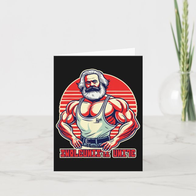 Swoleunists Unite Funny Communist Gym Bodybuilder  Card (Front)