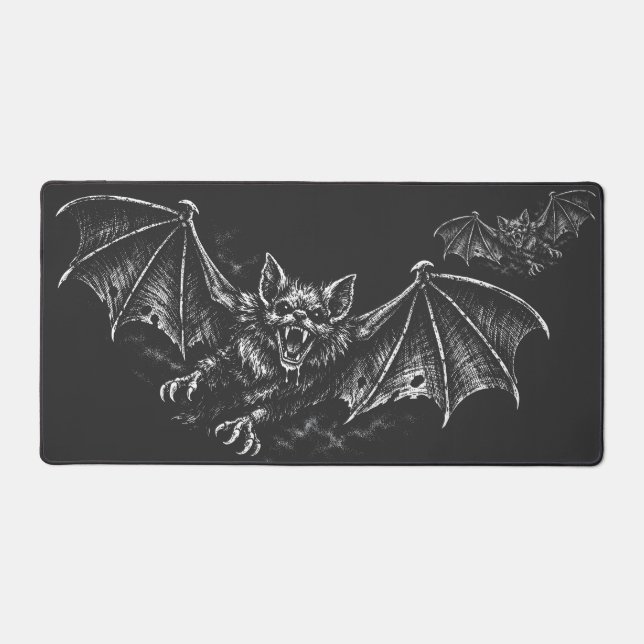 Swooping Bat - by BurnsInHell Desk Mat (Front)