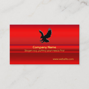 Swooping Black Eagle on red chrome-look effect Business Card