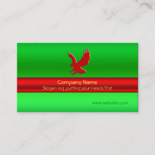Swooping Red Eagle on green metallic-look effect Business Card