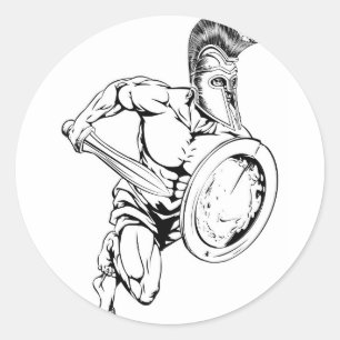 Sword and shield mascot classic round sticker