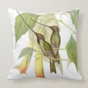 Sword-billed Hummingbird Birds Flower Throw Pillow