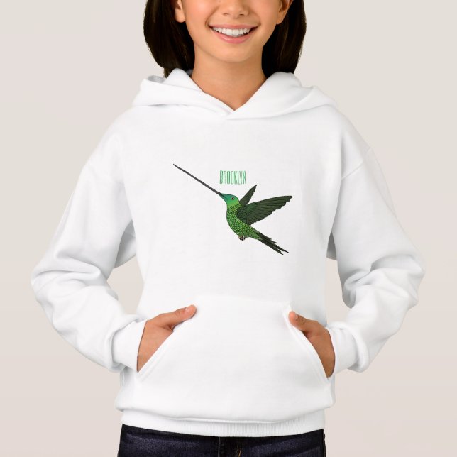 Sword-billed hummingbird cartoon illustration (Front)