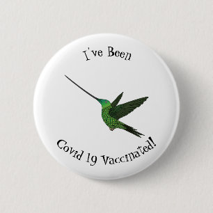 Sword-billed hummingbird cartoon illustration 6 cm round badge