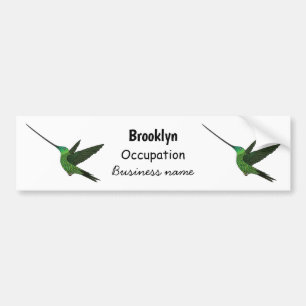 Sword-billed hummingbird cartoon illustration bumper sticker