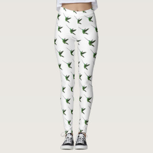 Sword-billed hummingbird cartoon illustration leggings