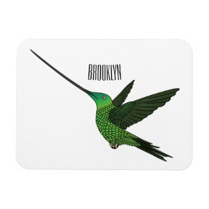 Sword-billed hummingbird cartoon illustration magnet