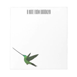 Sword-billed hummingbird cartoon illustration notepad