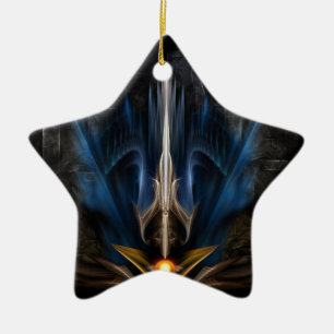Sword OF Light Fractal Art Ceramic Tree Decoration