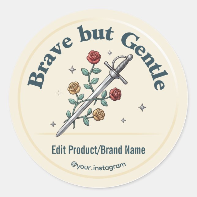 Sword Rose Brave But Gentle Custom Product Label (Front)