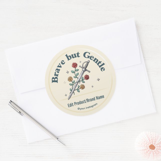 Sword Rose Brave But Gentle Product Label Large  (Envelope)