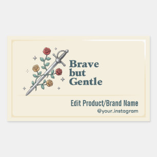Sword Rose Brave But Gentle Rectangle Label