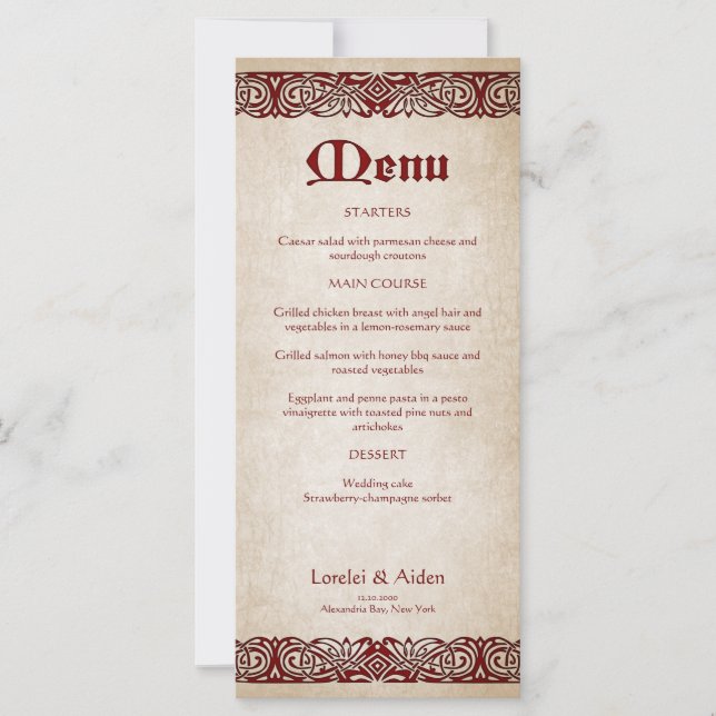 Sword Royal Wedding Menu (Front)